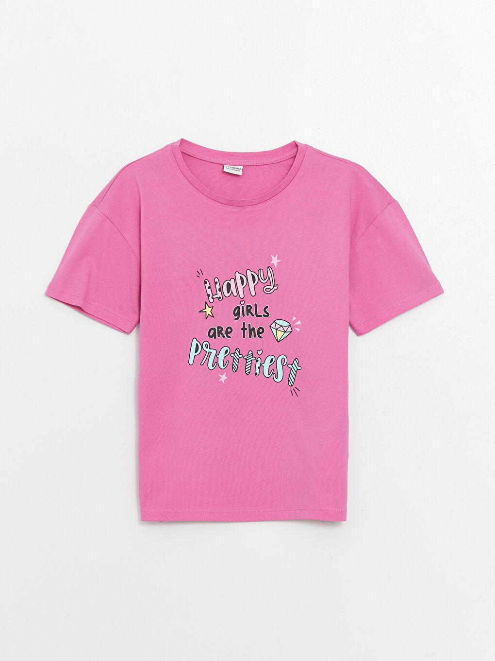 Crew Neck Printed Short Sleeve Girls' T-Shirt-2