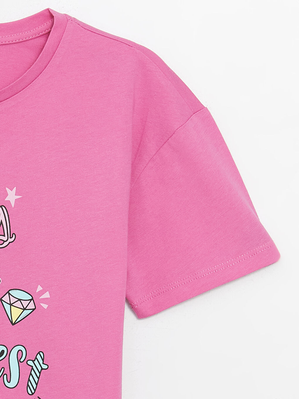 Crew Neck Printed Short Sleeve Girls' T-Shirt-4