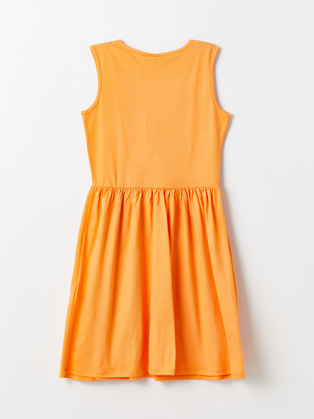 Turuncu Bisiklet Yaka Baskılı Kız Çocuk Elbise-1