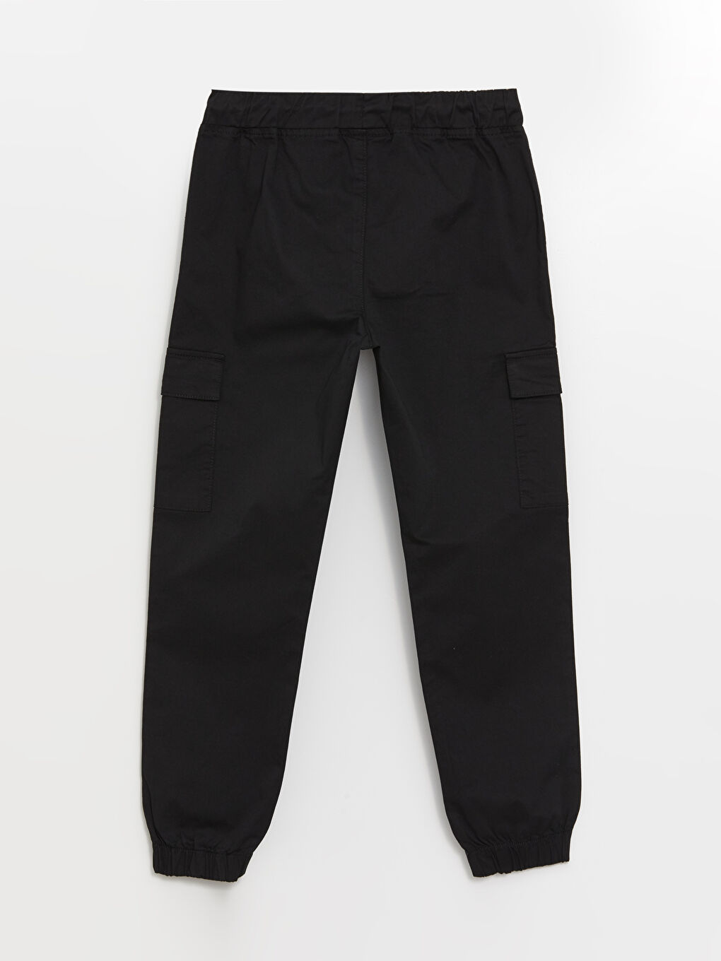 Siyah Rahat Kalıp Beli Lastikli Erkek Çocuk Kargo Jogger Pantolon-1
