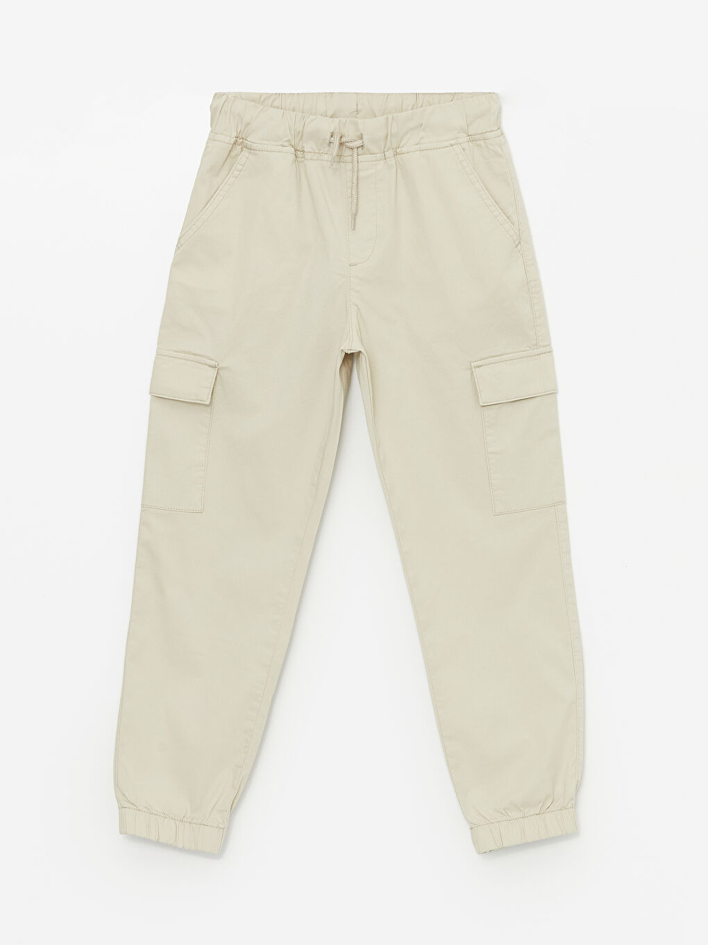 Gri Rahat Kalıp Beli Lastikli Erkek Çocuk Kargo Jogger Pantolon