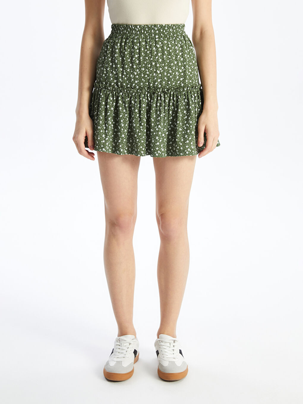 Patterned Women's Shorts Skirt with Elastic Waist -S4JY54Z8-LRR
