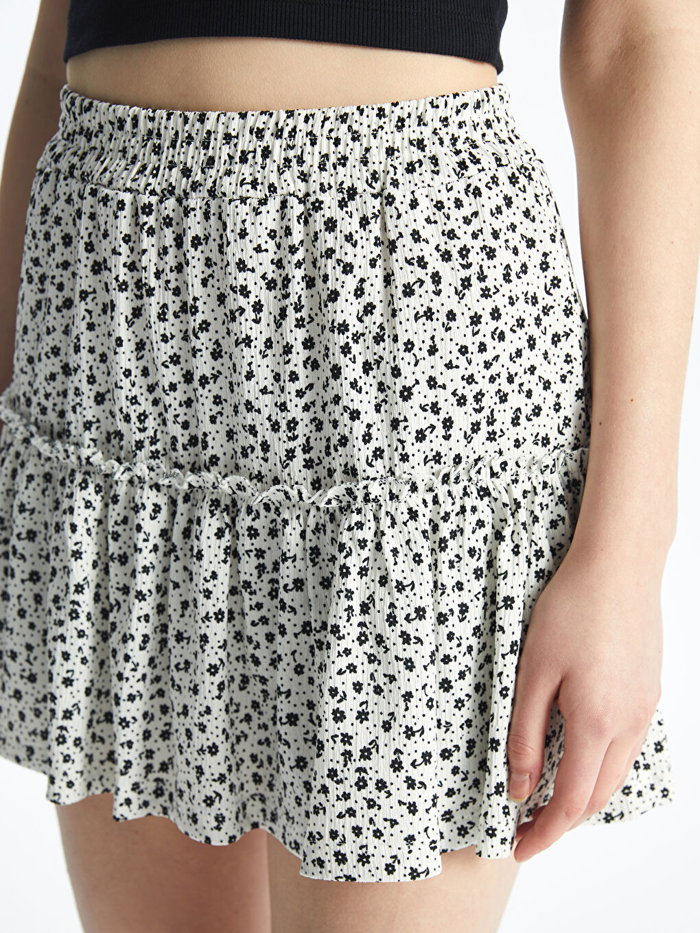 Patterned Women's Shorts Skirt with Elastic Waist -S4JY54Z8-LRA