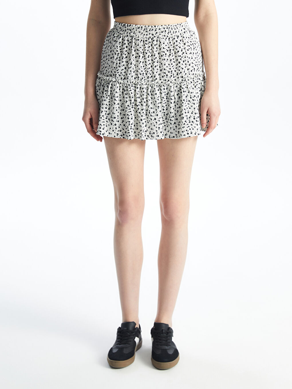 Patterned Women's Shorts Skirt with Elastic Waist -S4JY54Z8-LRA