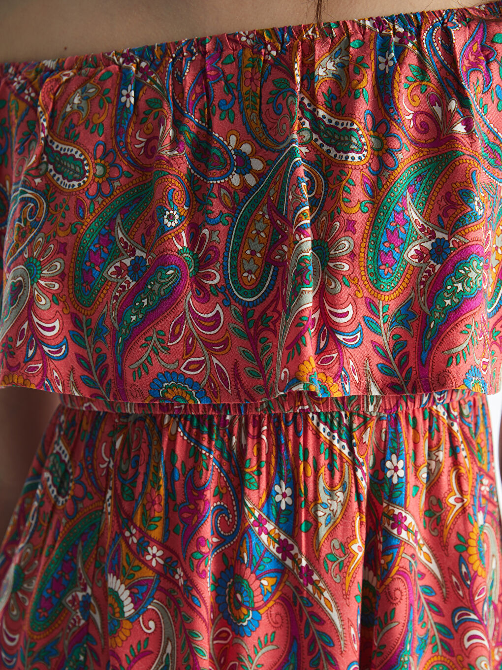 LCW Vision Women's Patterned Short Sleeve Slash Neck Dress -S4JY56Z8-LSR