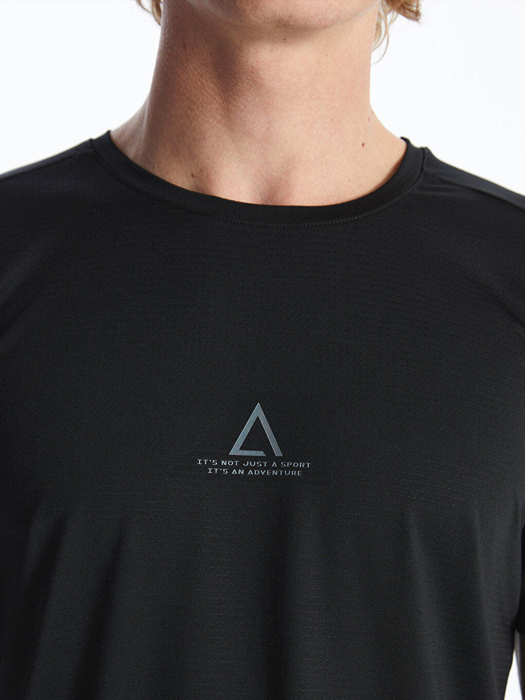 Siyah Bisiklet Yaka Kısa Kollu Erkek Spor Tişört-3