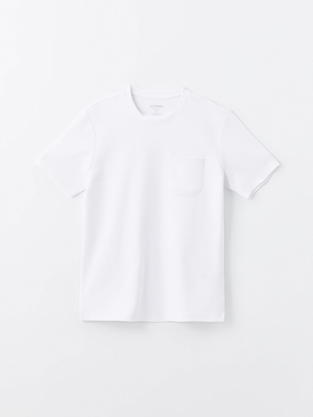 Beyaz Bisiklet Yaka Penye Erkek Tişört-4