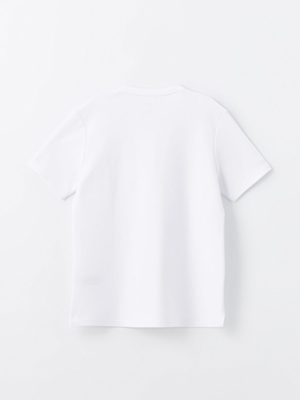 Beyaz Bisiklet Yaka Penye Erkek Tişört-5