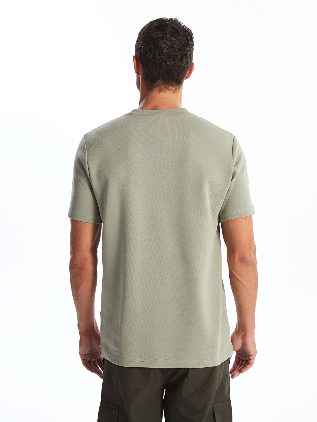 Haki Bisiklet Yaka Penye Erkek Tişört-3