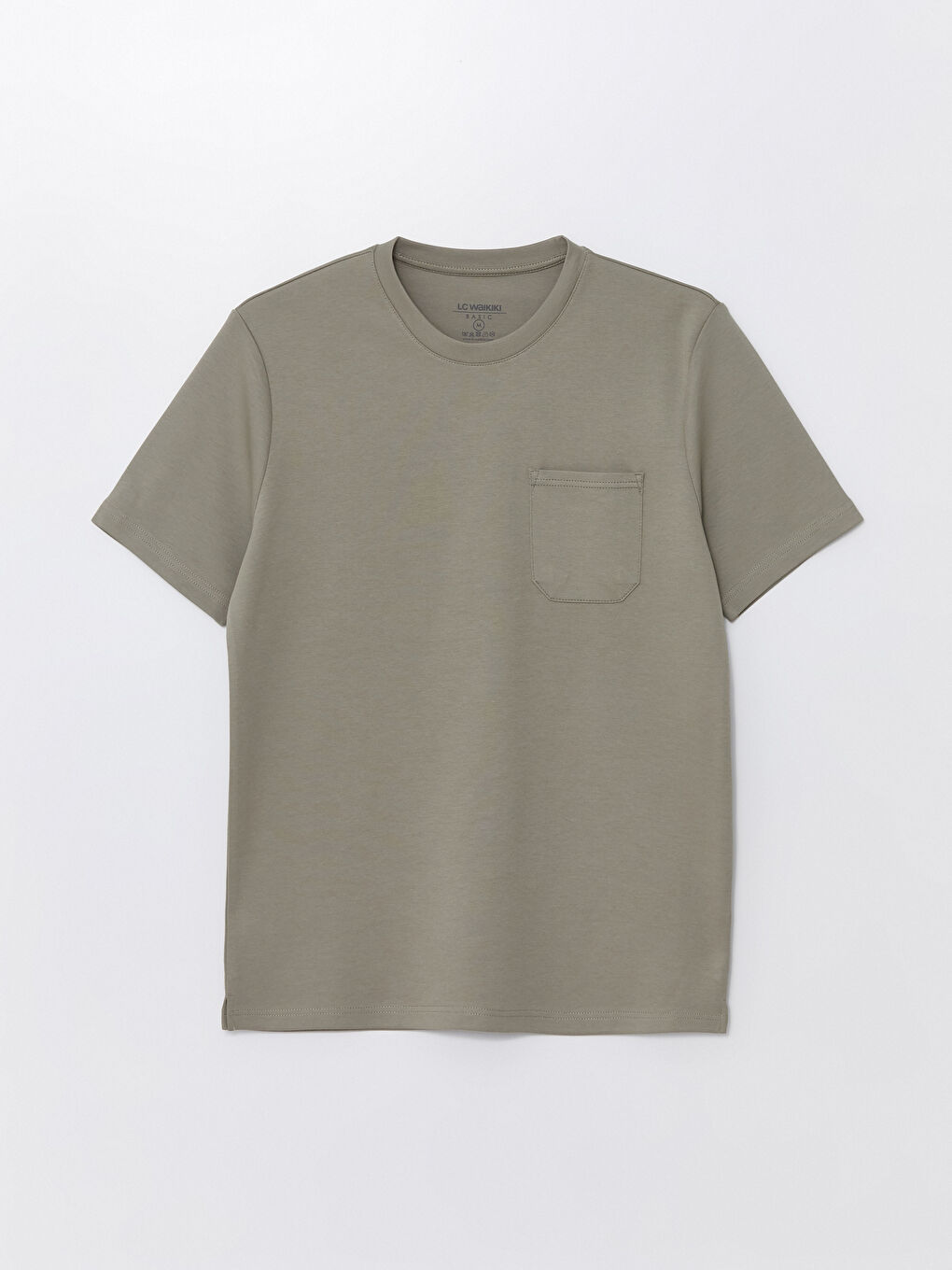 Haki Bisiklet Yaka Penye Erkek Tişört-4