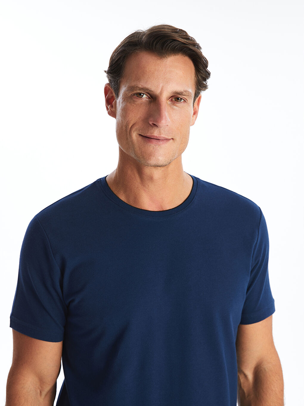 Lacivert Bisiklet Yaka Kısa Kollu Pike Erkek Tişört