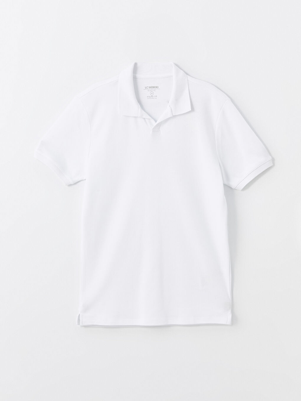Beyaz Polo Yaka Kısa Kollu Penye Erkek Tişört-4