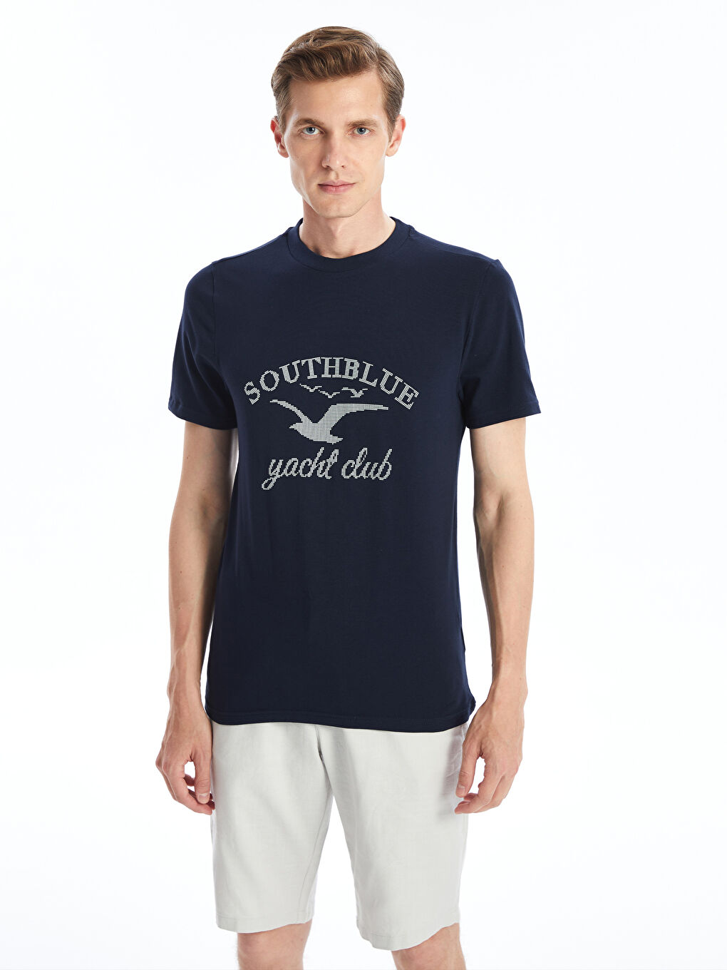 Crew Neck Short Sleeve Printed Combed Cotton Men's T-shirt -S4K050Z8-RFD
