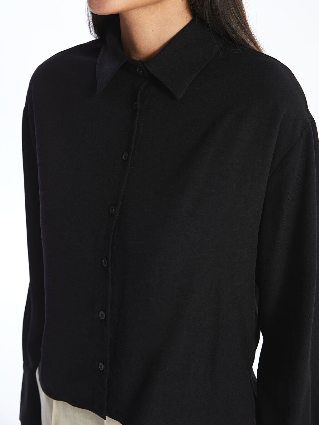 Straight Long Sleeve Linen Blend Women's Shirt -S4K051Z8-CVL