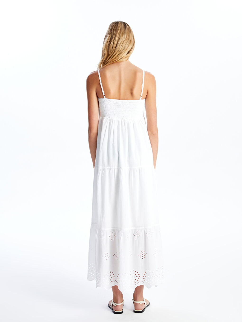 Square Collar Self Patterned Strappy Women's Dress -S4K113Z8-U7E
