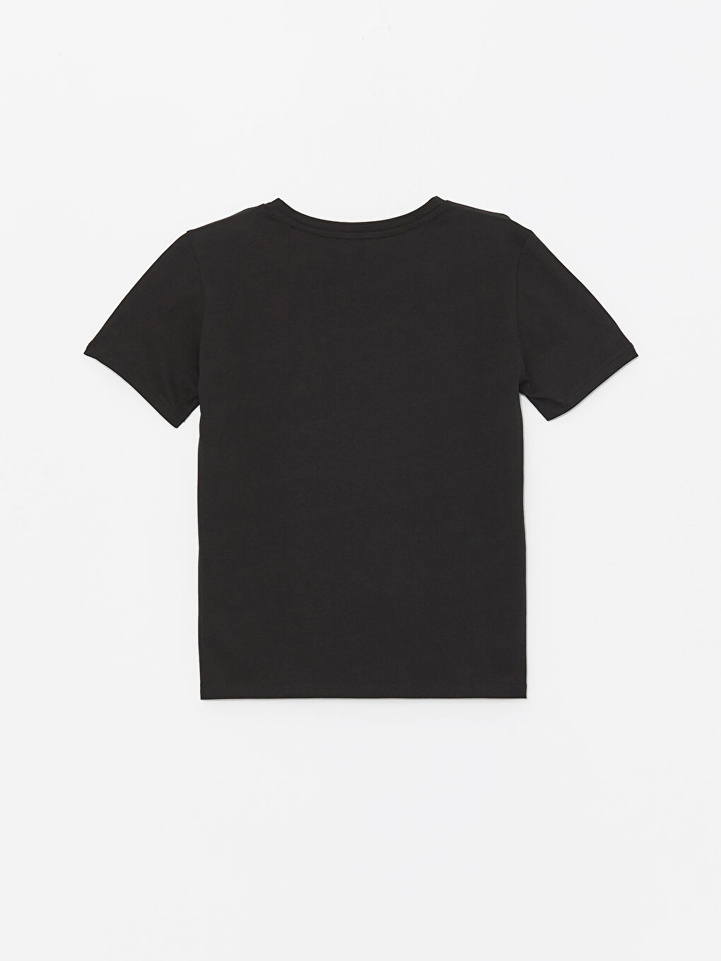 Siyah Bisiklet Yaka Baskılı Kısa Kollu Kadın Tişört-6