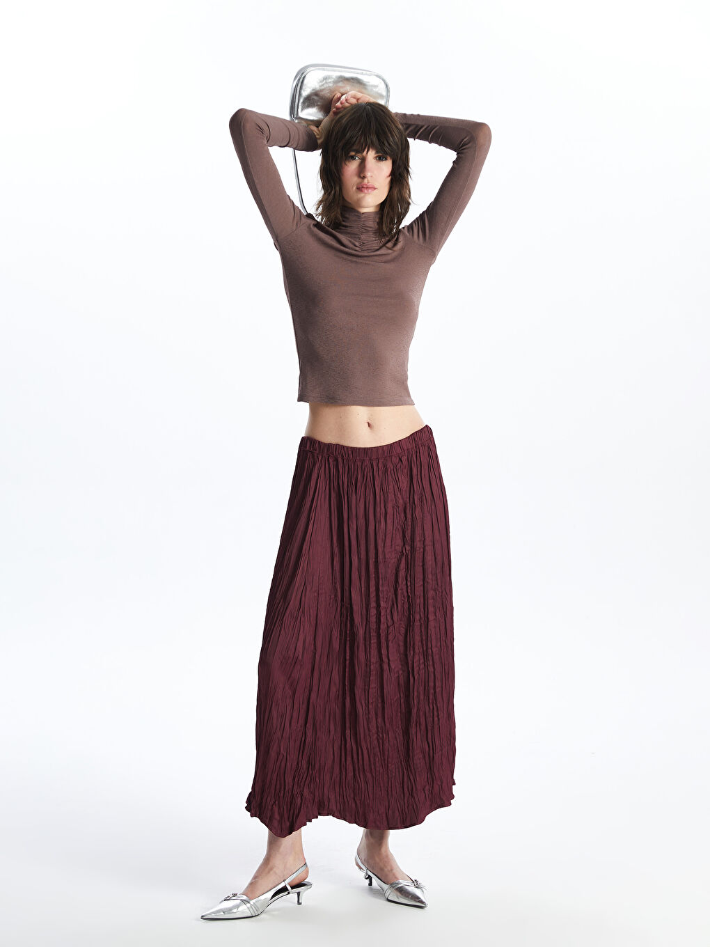 Straight A-Line Satin Women's Skirt with Elastic Waist -S4K163Z8-HQV