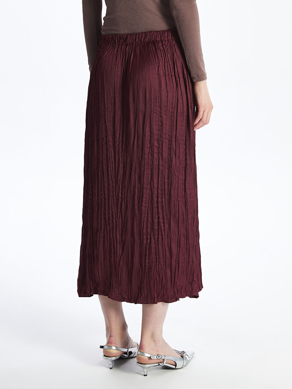 Straight A-Line Satin Women's Skirt with Elastic Waist -S4K163Z8-HQV