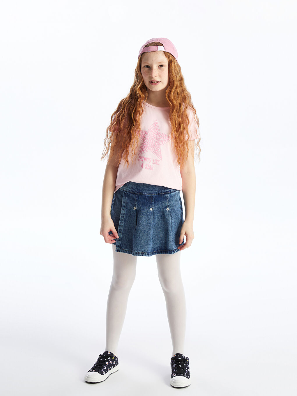 Pembe Bisiklet Yaka Baskılı Kısa Kollu Kız Çocuk Tişört-1