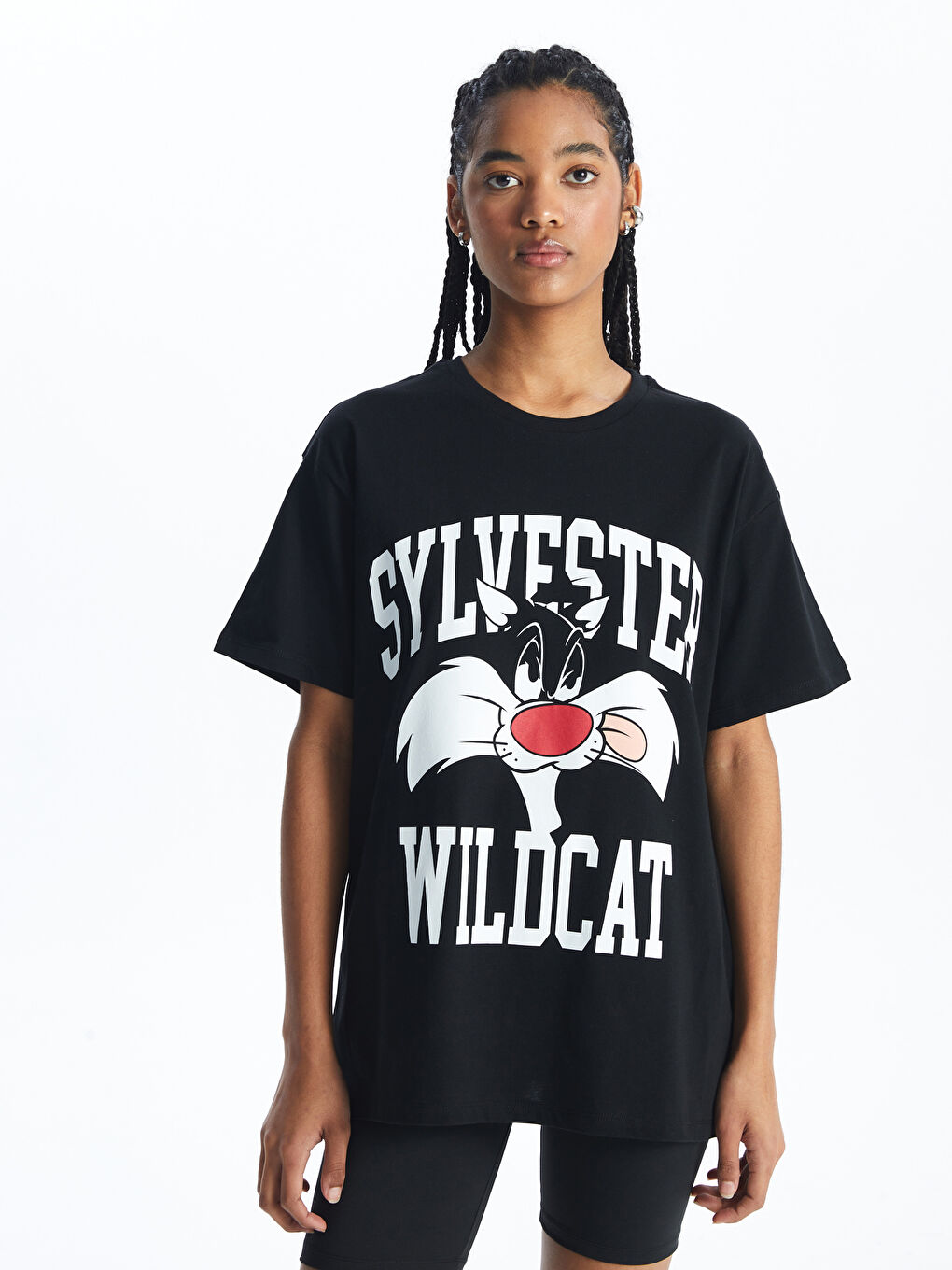 Crew Neck Sylvester Printed Short Sleeve Women's T-Shirt -S4K275Z8-CVL