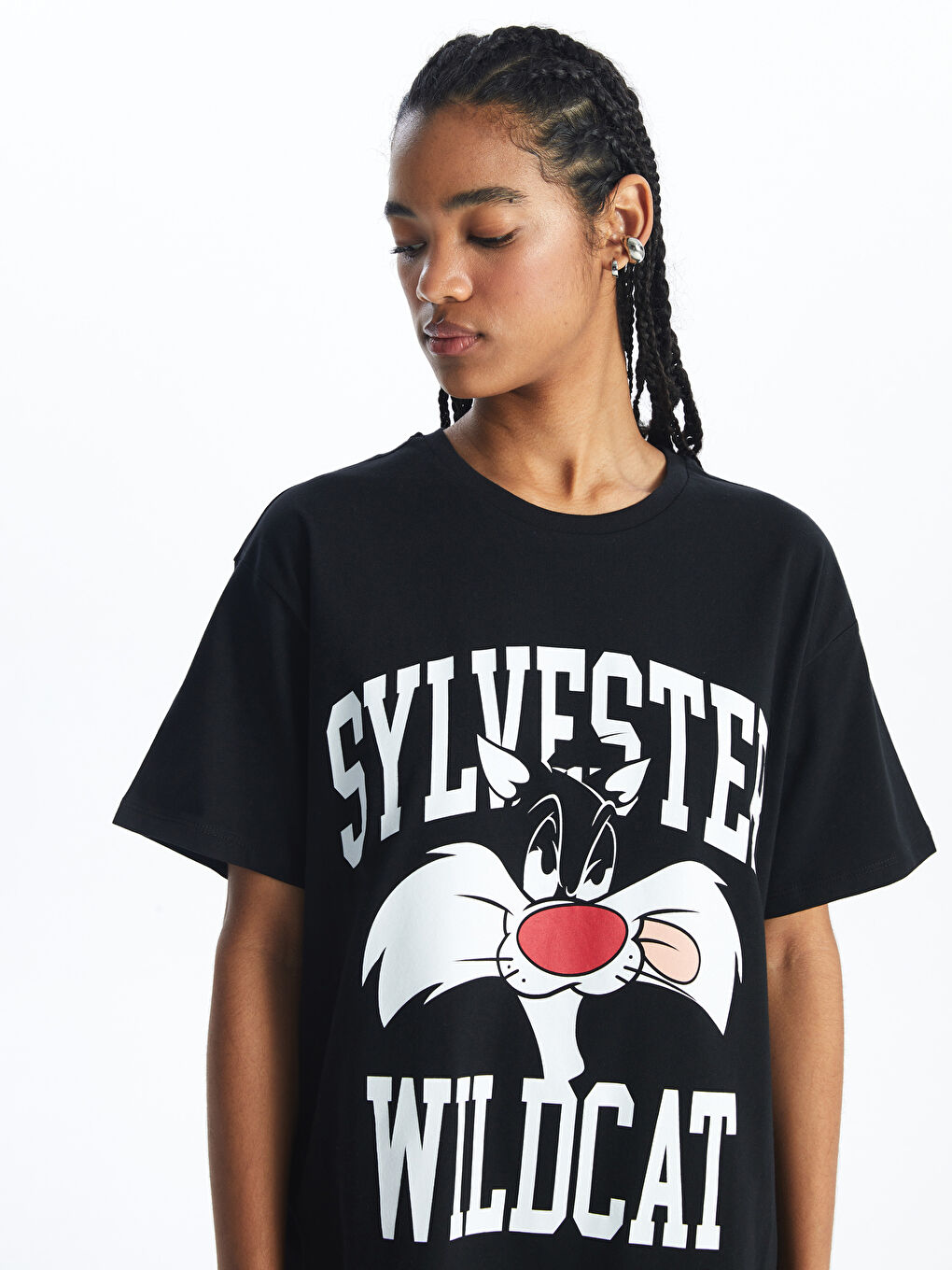 Crew Neck Sylvester Printed Short Sleeve Women's T-Shirt -S4K275Z8-CVL
