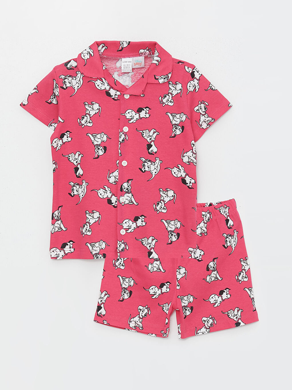 Ekru Gömlek Yaka 101 Dalmaçyalı Baskılı Kız Bebek Şortlu Pijama Takımı-4