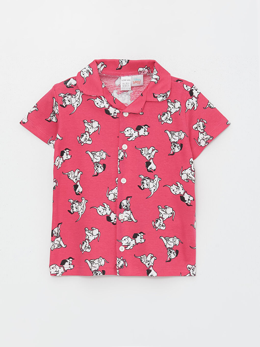 Ekru Gömlek Yaka 101 Dalmaçyalı Baskılı Kız Bebek Şortlu Pijama Takımı-5