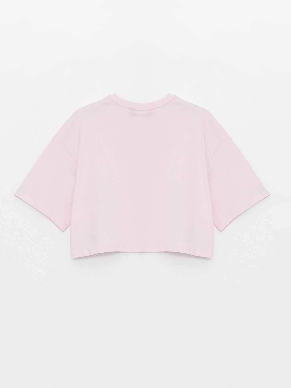 Pembe Bisiklet Yaka Barbie Baskılı Kısa Kollu Oversize Kadın Crop-6