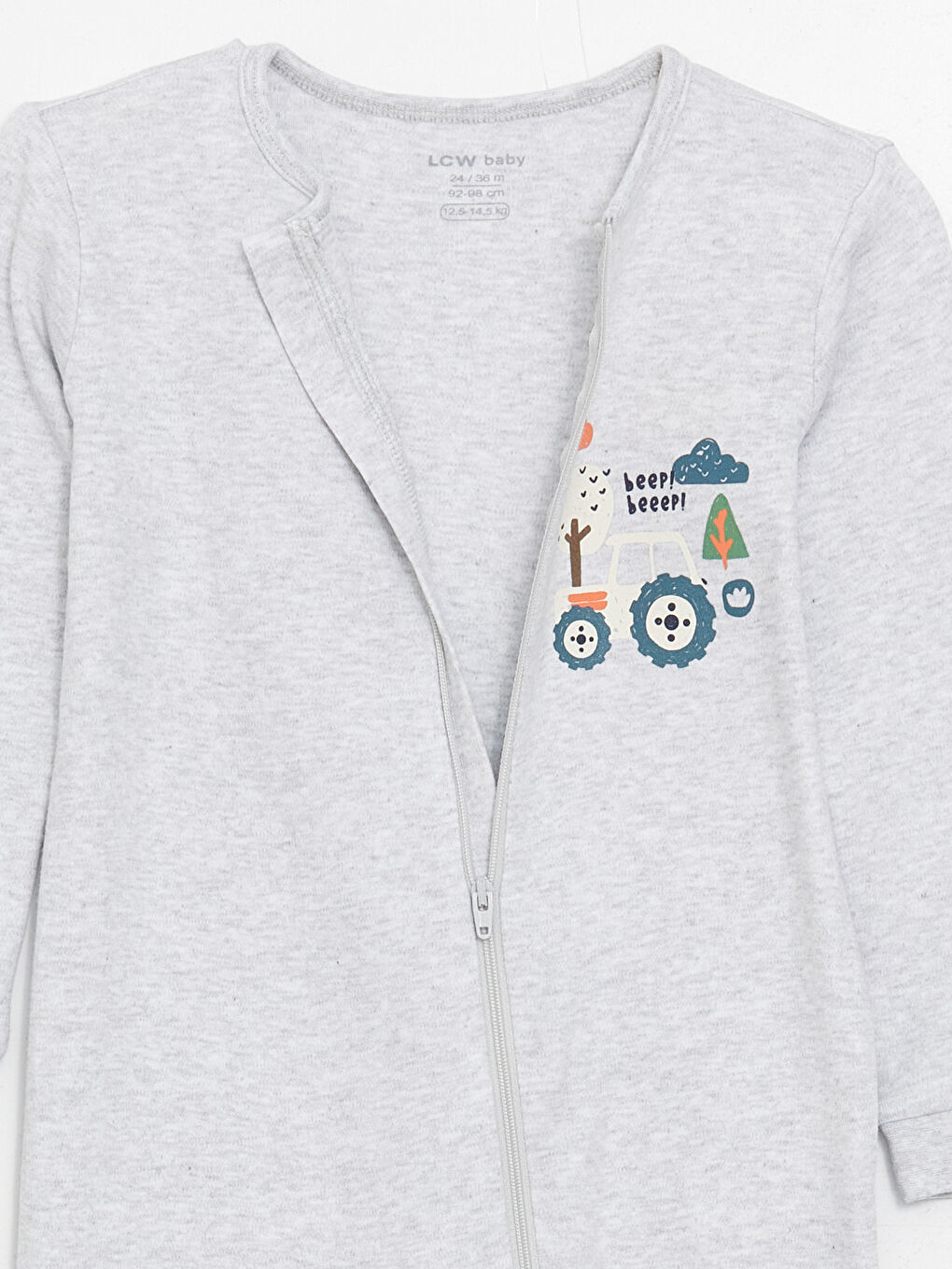 Gri Bisiklet Yaka Baskılı Erkek Bebek Tulum 2'li-3