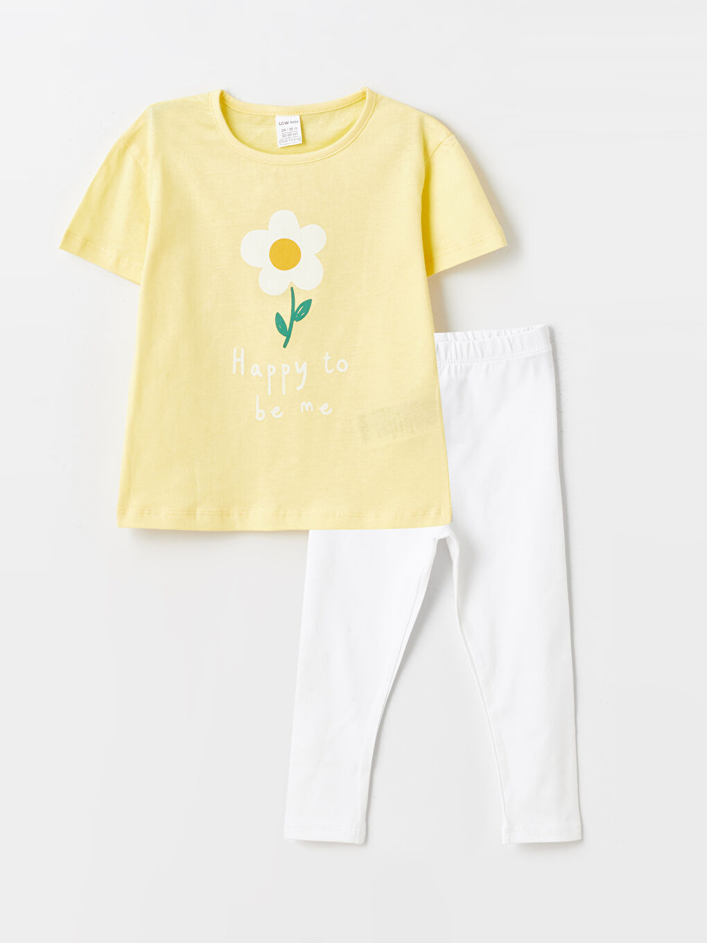 Crew Neck Short Sleeve Floral Baby Girls' T-Shirt and Tights 2 Pack Set