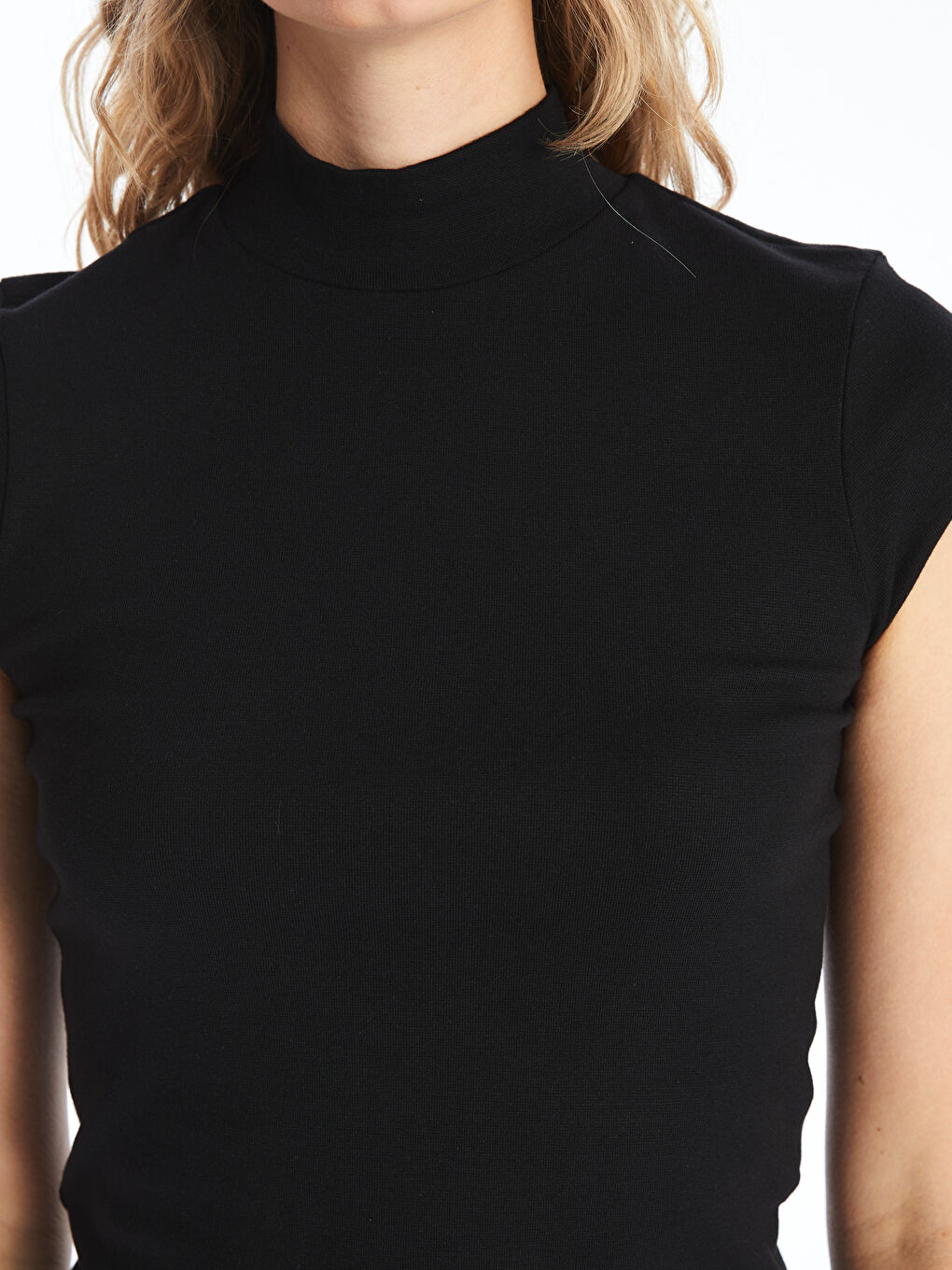Funnel Neck Plain Short Sleeve Women's Body -S4K405Z8-CVL