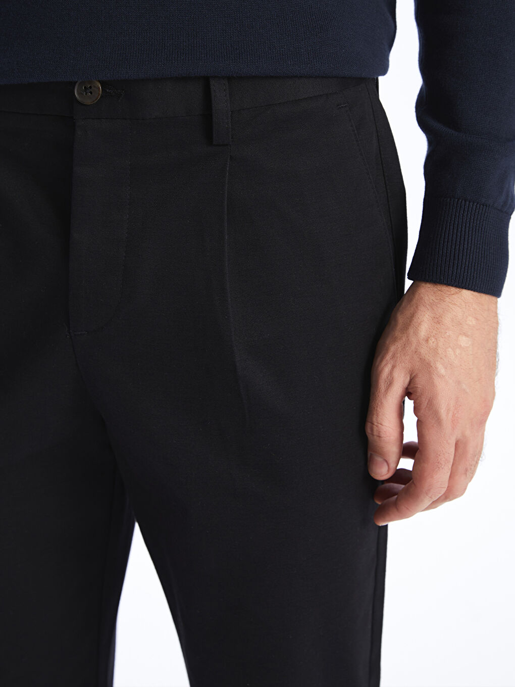 Siyah Standart Kalıp Erkek Pantolon-2