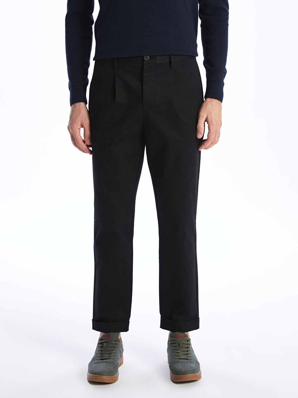 Siyah Standart Kalıp Erkek Pantolon-3