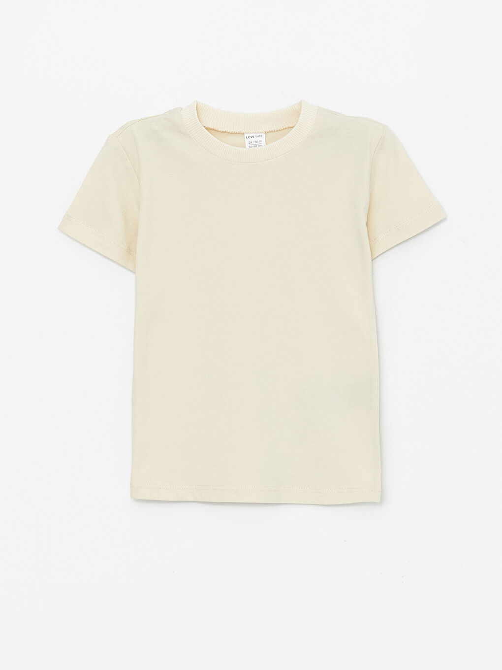 Ekru Bisiklet Yaka Kısa Kollu Basic Erkek Bebek Tişört