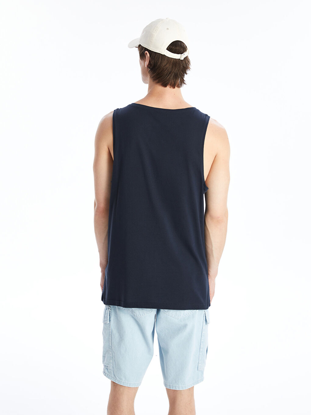 Crew Neck Printed Combed Cotton Men's Sleeveless T-Shirt -S4K488Z8-HMQ