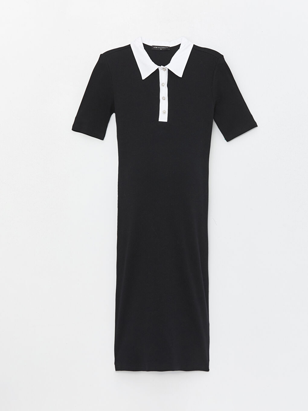 LCW Collared Neck Plain Short Sleeve Maternity Dress -S4K592Z8-CVL