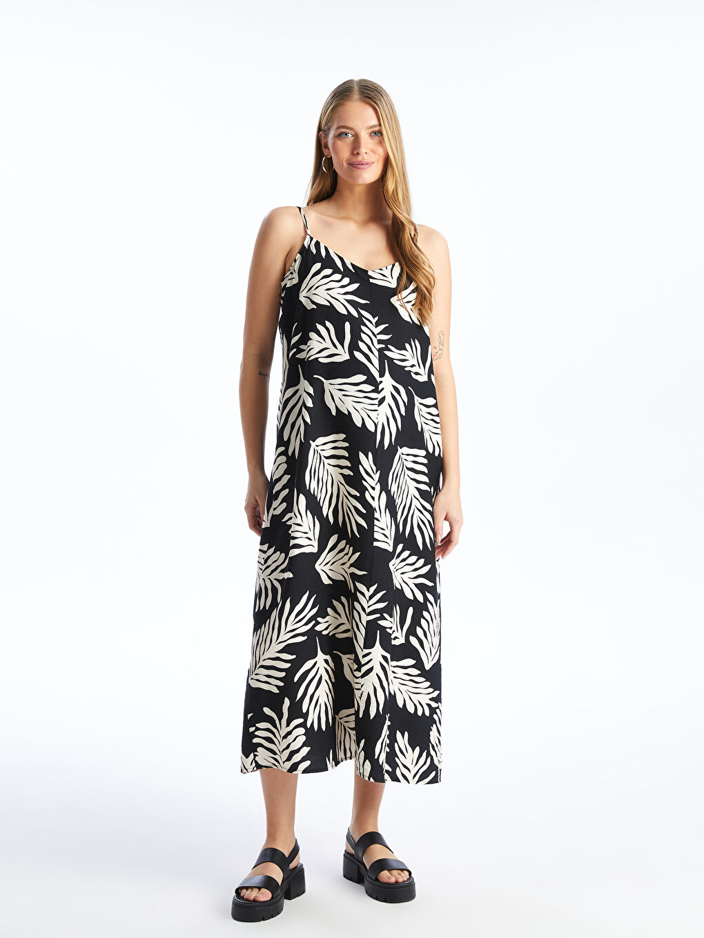 V-Neck Patterned Strappy Maternity Dress -S4K605Z8-LQJ