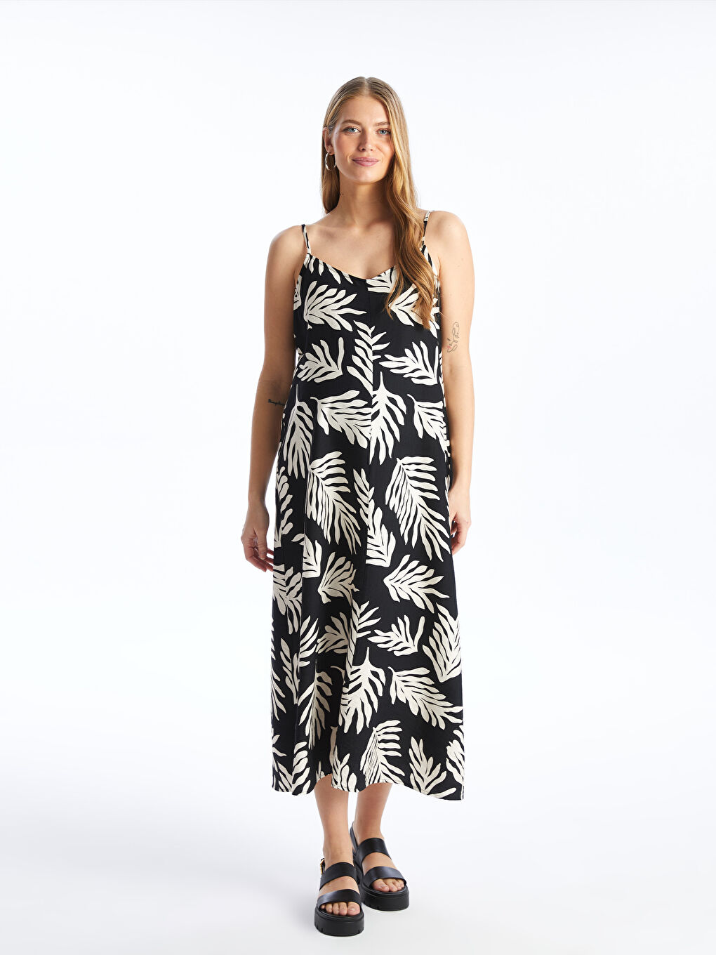 V-Neck Patterned Strappy Maternity Dress -S4K605Z8-LQJ