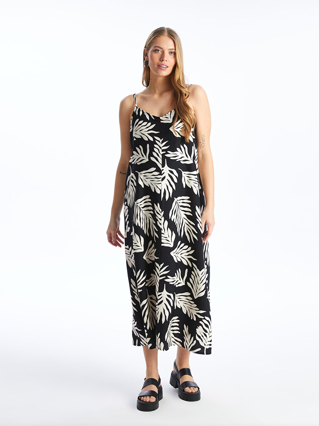 V-Neck Patterned Strappy Maternity Dress -S4K605Z8-LQJ