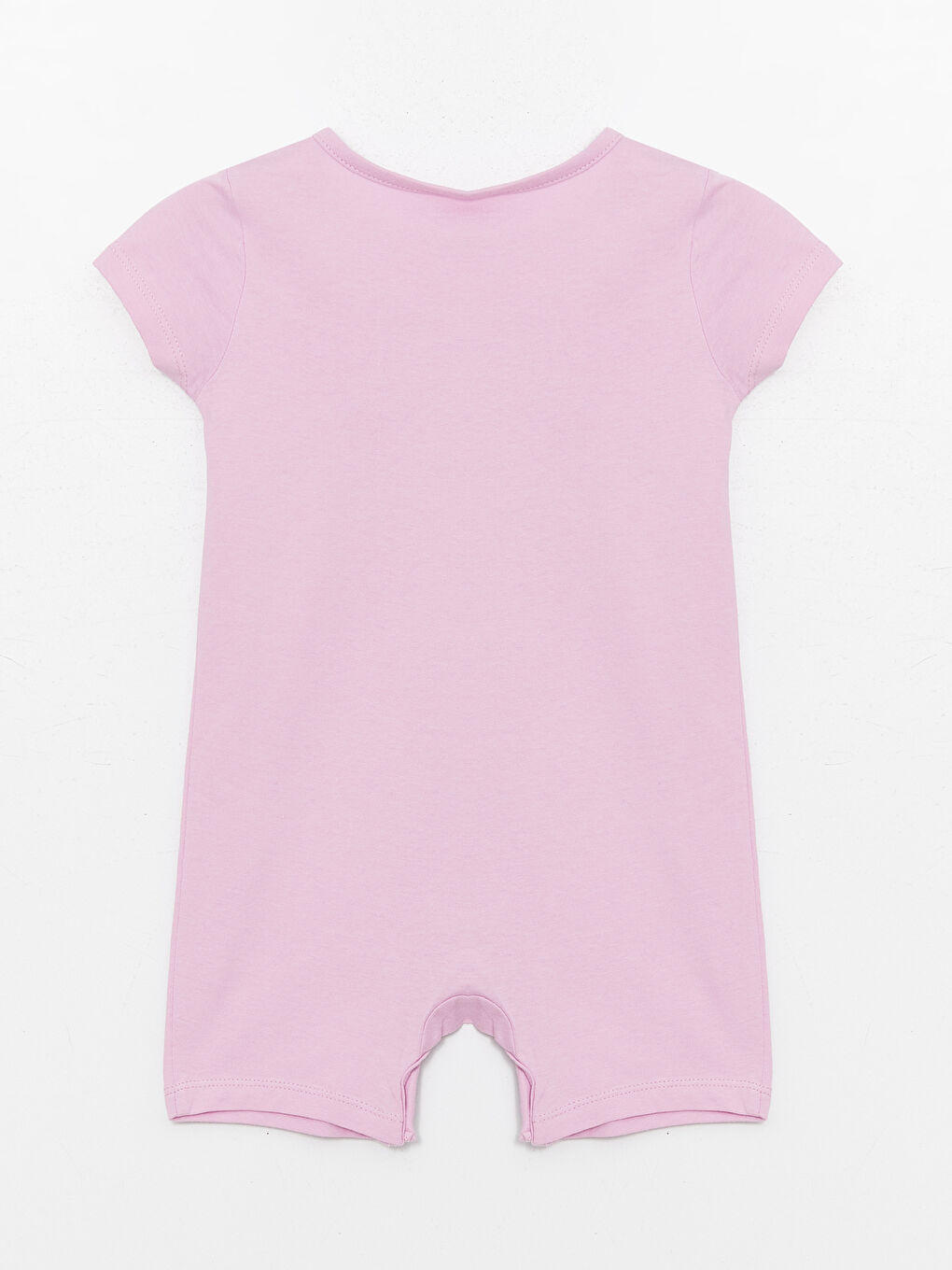 Pembe Bisiklet Yaka Kısa Kol Baskılı Pamuklu Kız Bebek Tulum-1