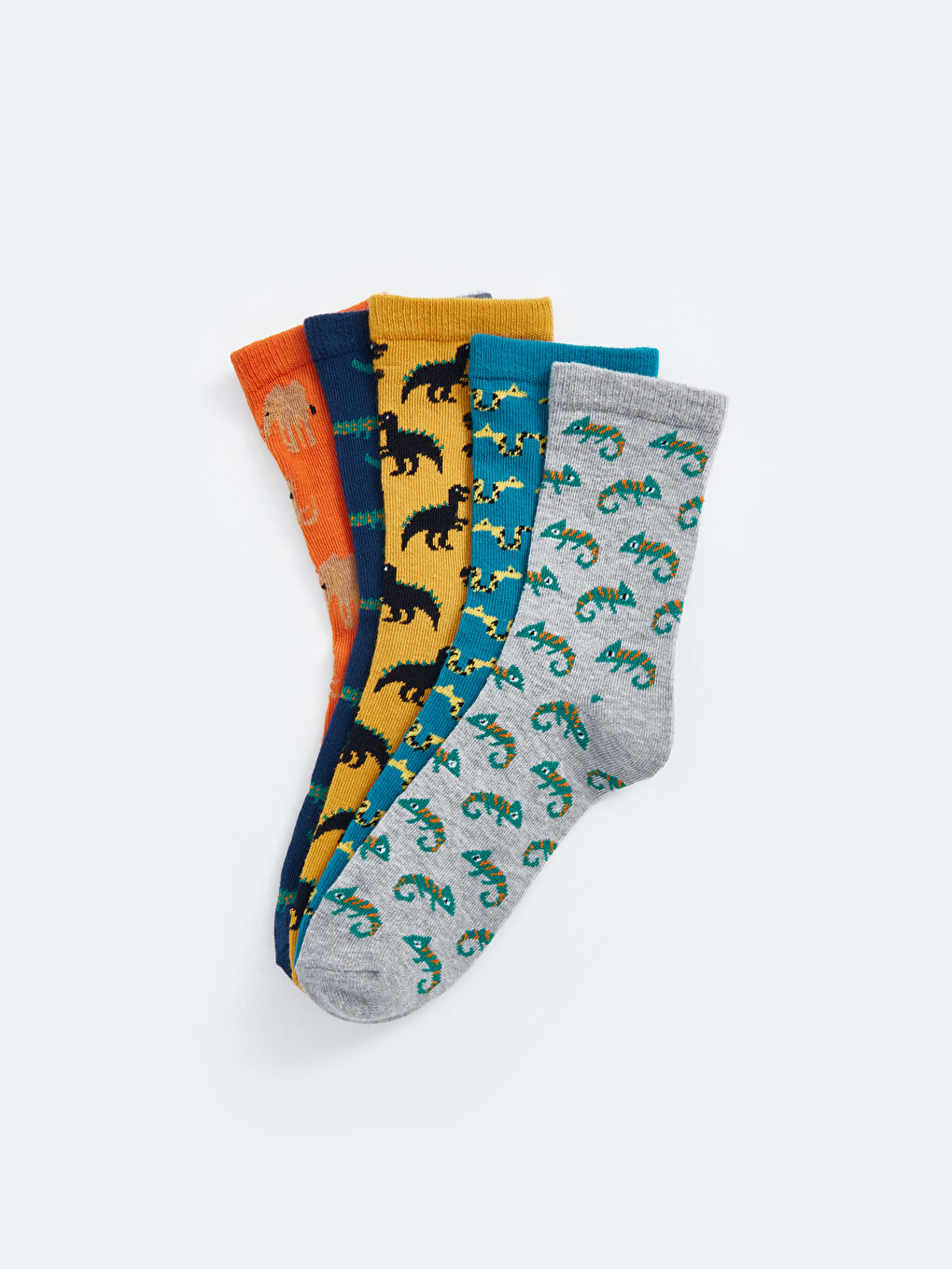 Karışık Desenli Erkek Çocuk Soket Çorap 5'li-1