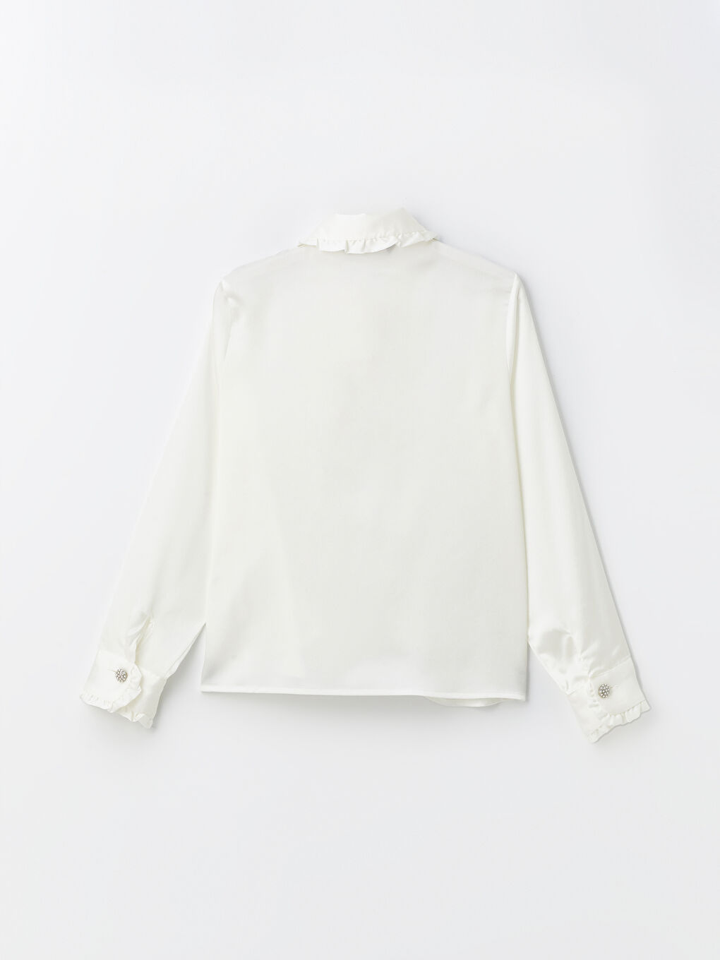 Baby Collar Plain Long Sleeve Satin Women's Shirt -S4K658Z8-FDU