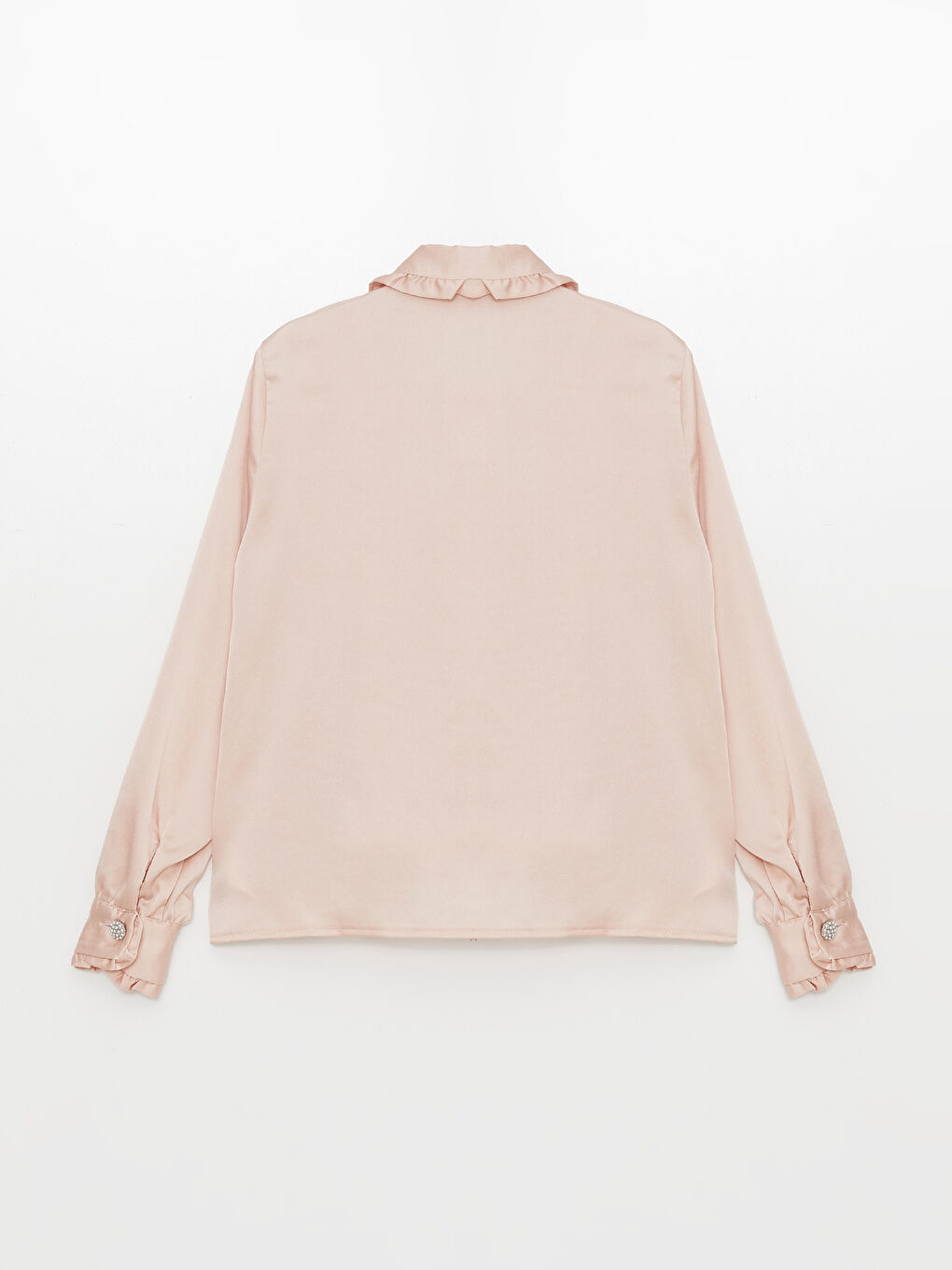 Baby Collar Plain Long Sleeve Satin Women's Shirt -S4K658Z8-FRP
