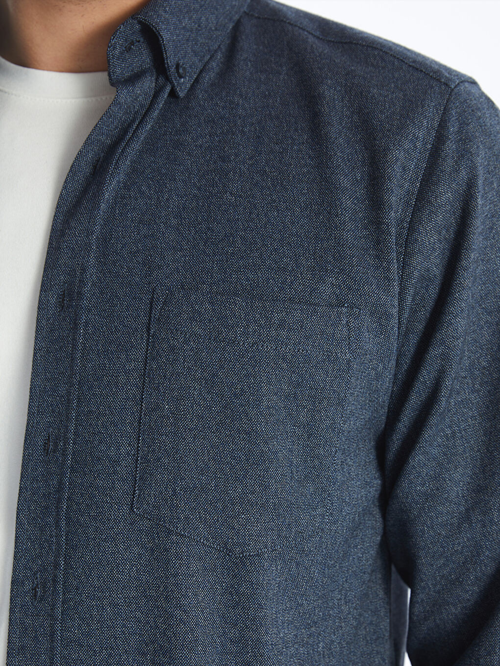 İndigo Regular Fit Uzun Kollu Armürlü Erkek Gömlek-3