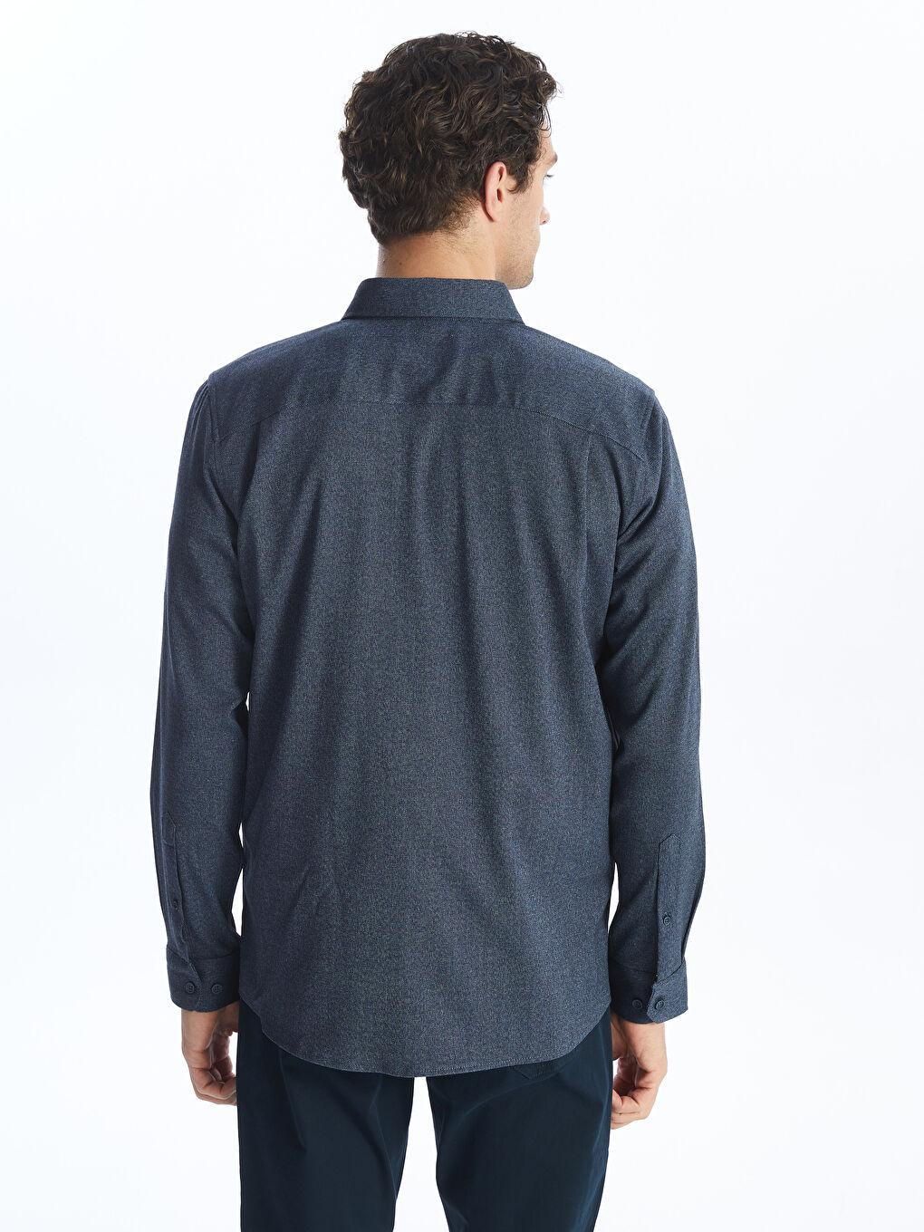 İndigo Regular Fit Uzun Kollu Armürlü Erkek Gömlek-4