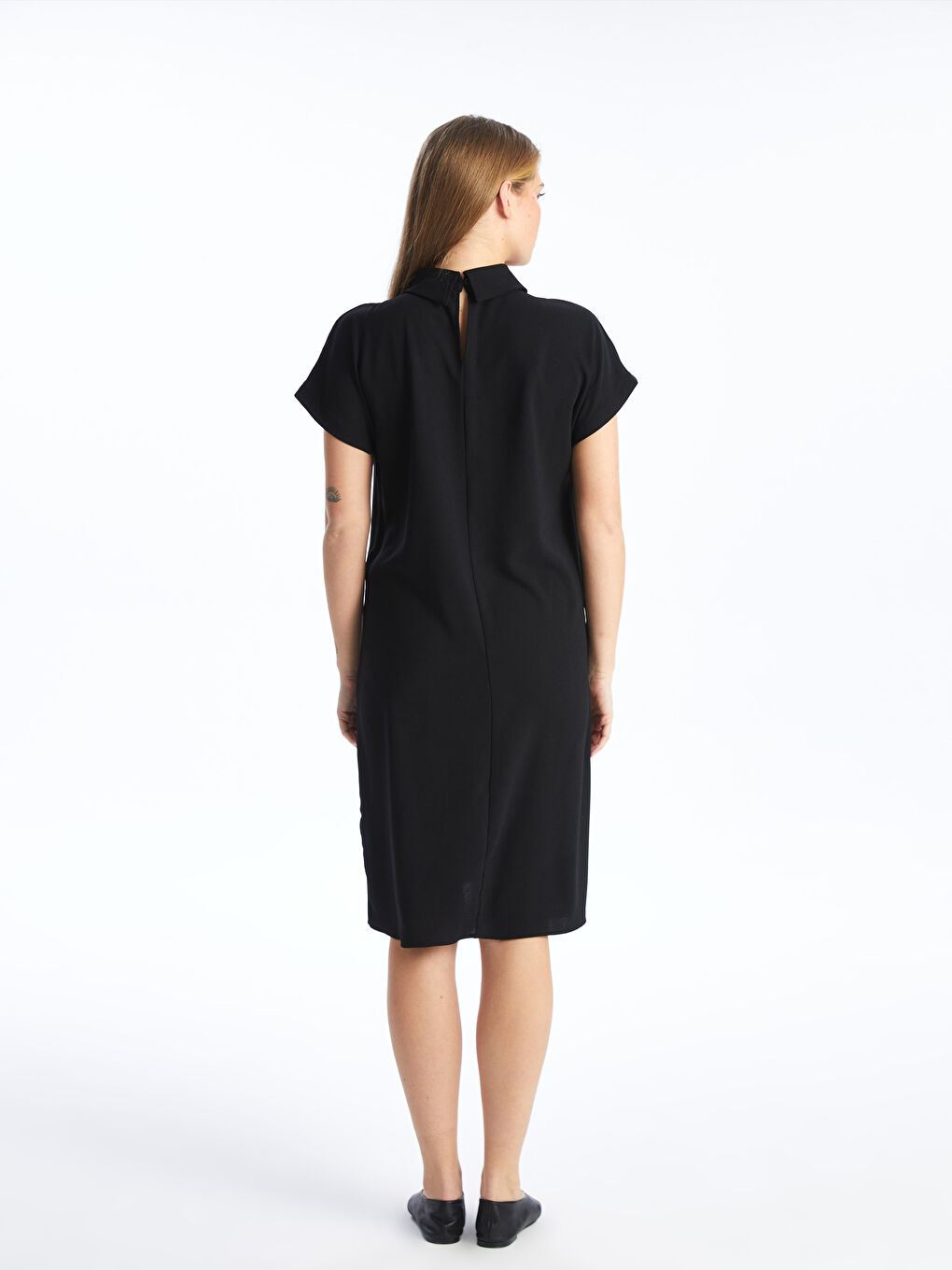 Shirt Collar Engraved Printed Short Sleeve Maternity Dress -S4K746Z8-CVL