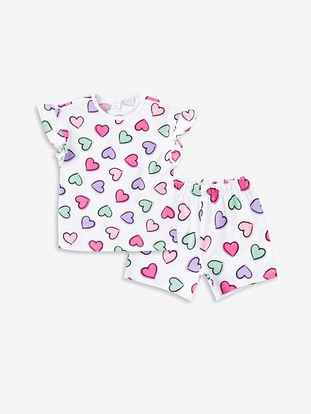 Crew Neck Printed Baby Girls' Shorts Pyjama Set