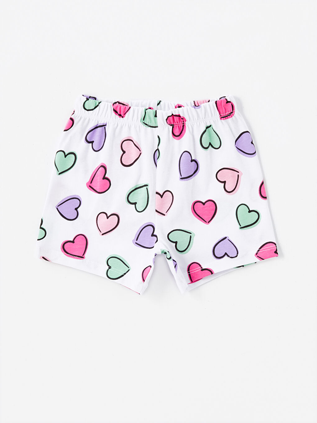 Crew Neck Printed Baby Girls' Shorts Pyjama Set-2