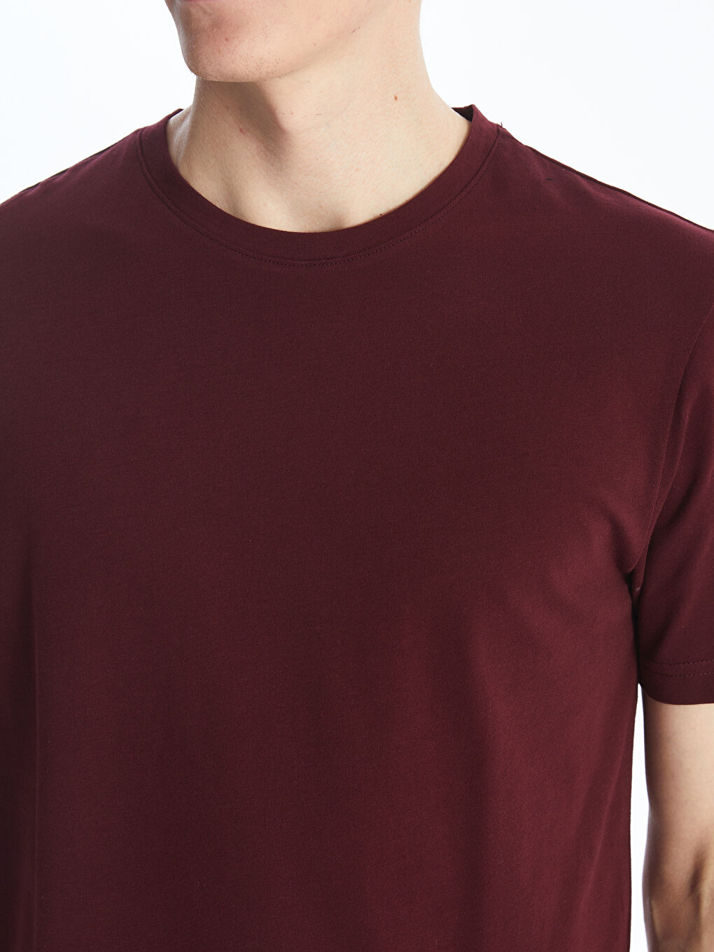 Bordo Bisiklet Yaka Penye Erkek Tişört-3