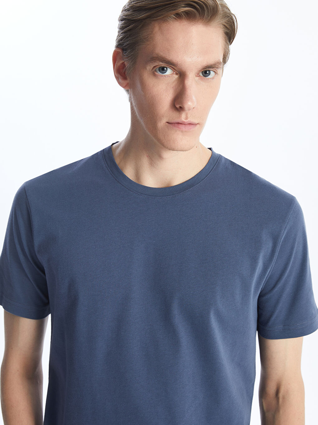 İndigo Bisiklet Yaka Penye Erkek Tişört-1